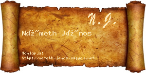 Németh János névjegykártya